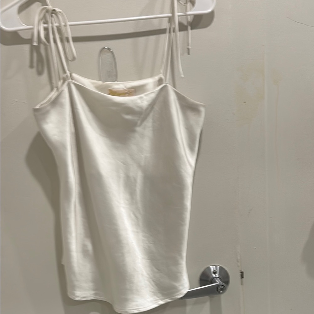 Cream Sleeveless Fitted Camisole with Tie Front